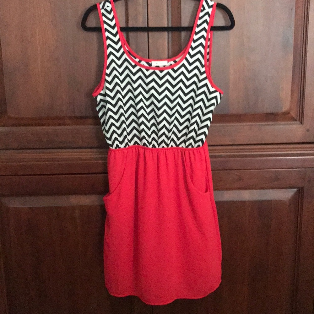 Chevron and red sundress with pockets